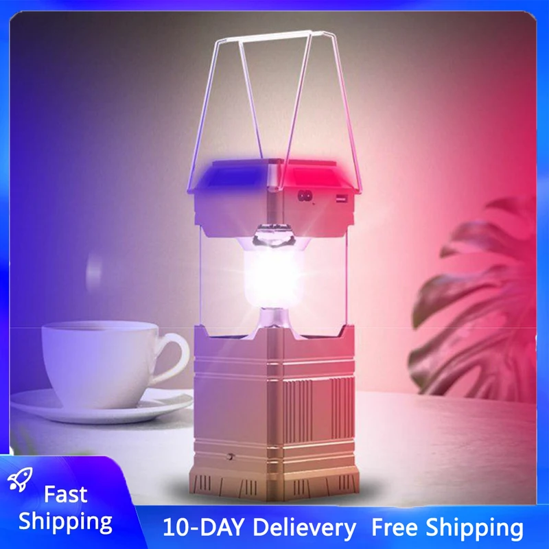 

LED Camping Tent Lights High Capacity Battery Waterproof Camping Lighting Solar Energy USB Charging Foldable for Outdoor Travel