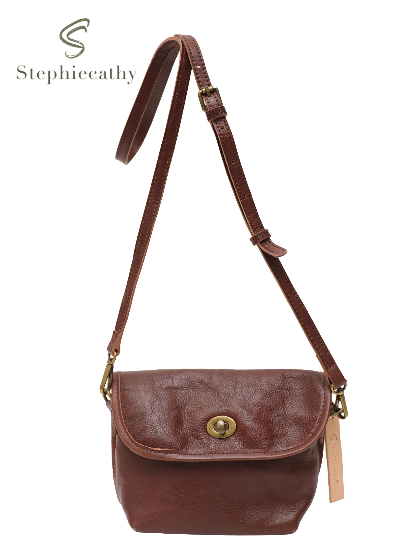 SC Retro Casual Genuine Flap Messenger Bags For Women Twist Lock Sling Purses Vintage Portable Shoulder Handbags Small Versatile