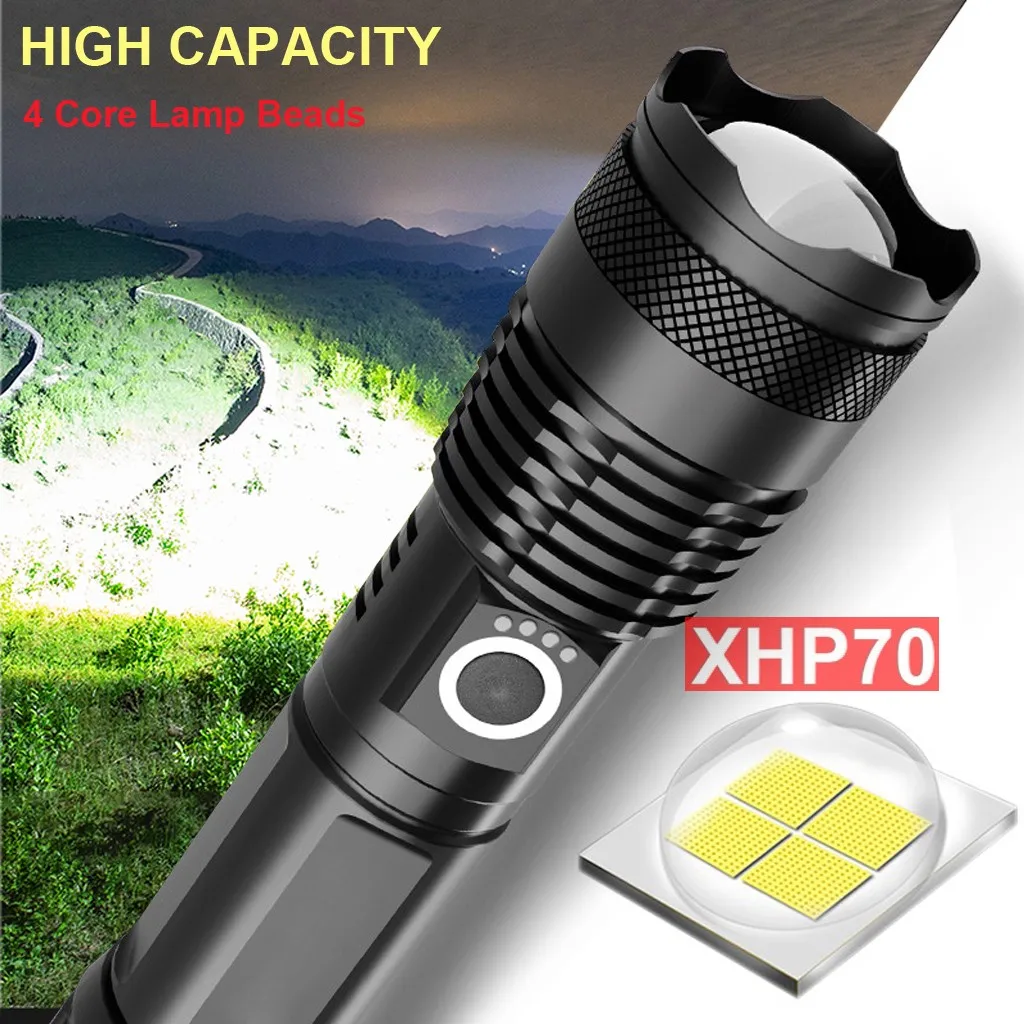 

Мощный фонарик Xhp70 с 5 режимами, светодиодный фонарик с Usb зумом, аккумулятор, лучший выбор для кемпинга, улицы, чрезвычайных ситуаций