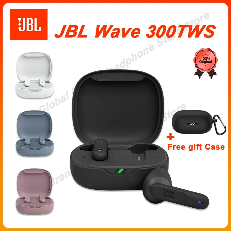 

Original JBL Wave 300TWS Wireless Bluetooth Headphones Music Gaming Headset Sports Running Earphone with Mic + Free Case