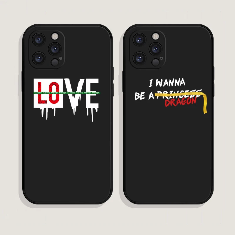 

Brand love letter Phone Case For iPhone 14 14pro 13 12 Mini 11 Pro X XR XS MAX 7 8 Plus Simple Label Letter Silicone Cover Coque