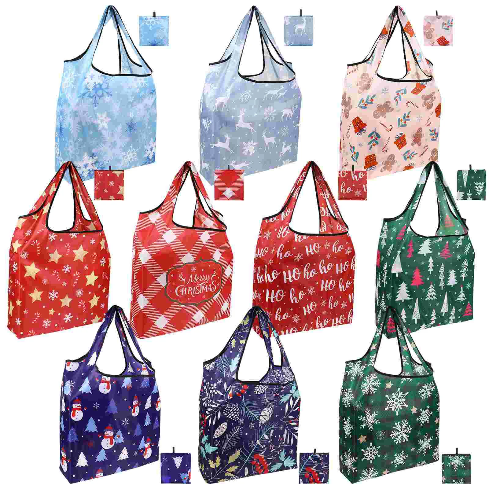 

Shoppingchristmas Tote Grocery Reusable Portable Gifthandles Folding Large Bulkcandy Cloth Shopper Capacity Shoulder Recyclable