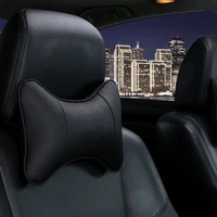1pc universal car seat headrest double side pu leather neck memory pillow head support protector cushion auto travel accessories