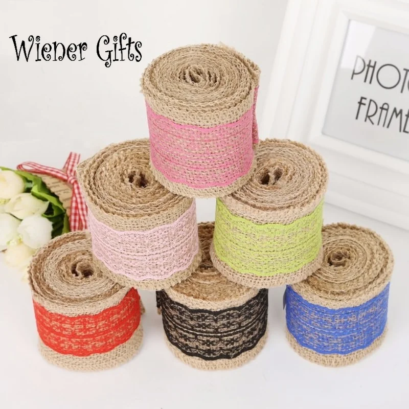

5cmX2M Jute Cloth Roll DIY Handmade Hemp Cloth Roll Wedding Party Supplies Crafts Lace Linen Volume Burlap Ribbon Apparel Sewing