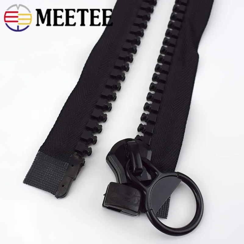 Meetee 1Pc 60/75/100/150/200cm 20# Extra Large Resin Zipper Black Open-End Auto Lock Zip DIY Down Jacket Coat Sewing Accessories images - 6