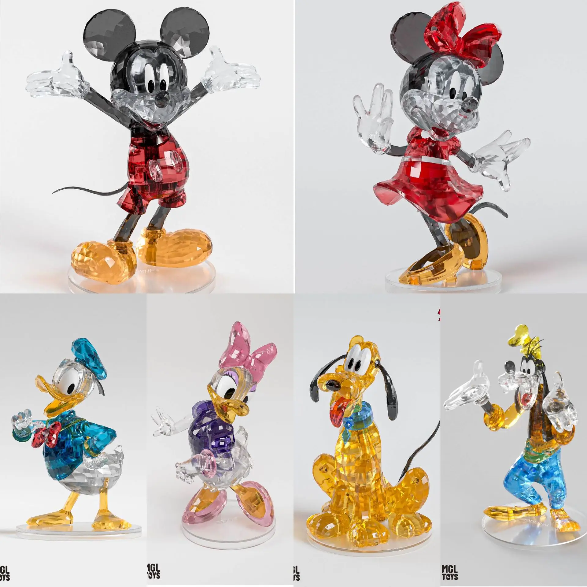 

MGL Original Disney Mickey Mouse Donald Duck Minnie Goofy Pluto Daisy crystal Block Figure Collection Model Toys