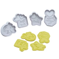 4pcs diy valentines day cartoon biscuit mould cookie cutter 3d chocolates cake mold abs kitchen baking wedding decorating tools