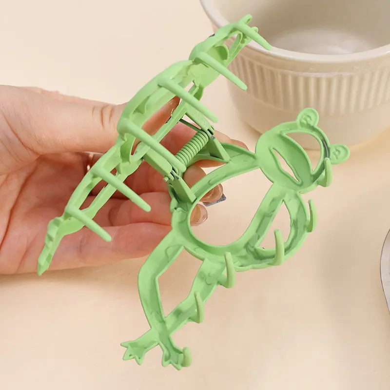 Мультяшная зеленая лягушка большая заколка для волос модная забавная