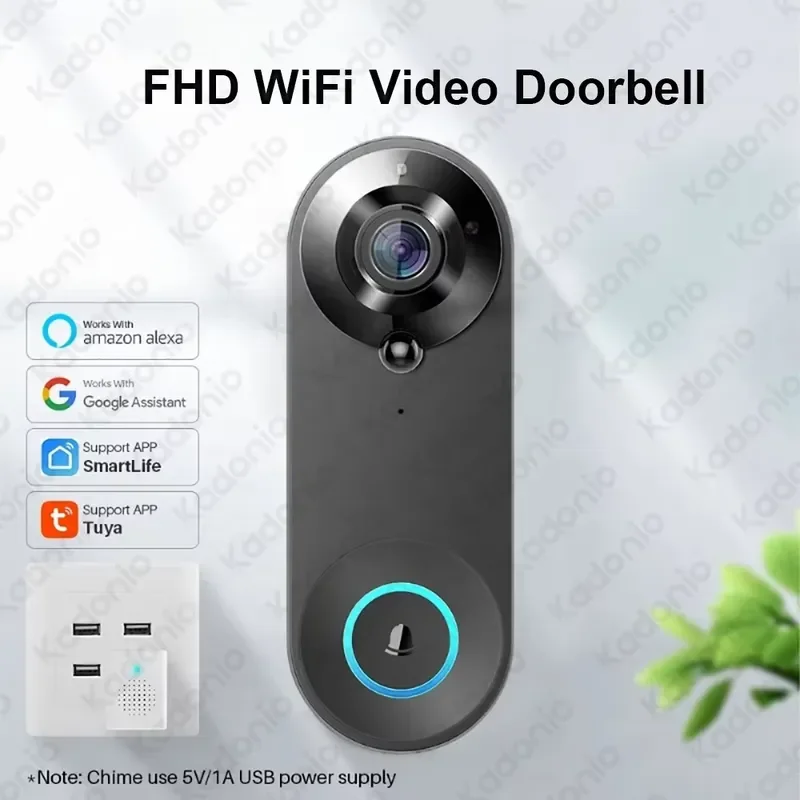 Фото Видеодомофон Kadonio 1080P с Wi-Fi, датчиком движения PIR, умной камерой и двусторонней аудиосвязью №3