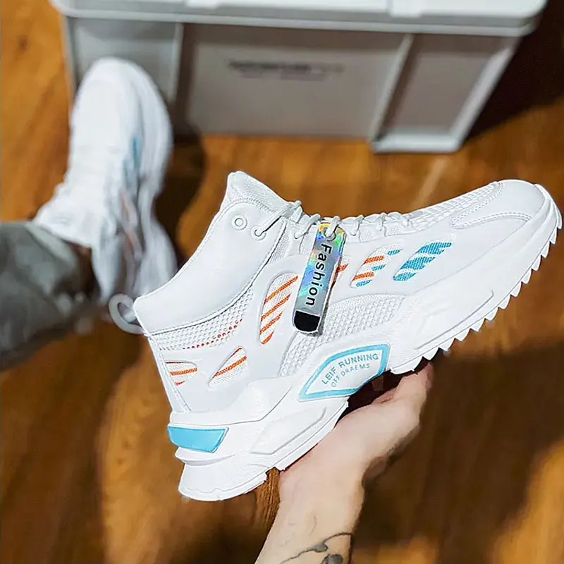 Men's High-top Sneakers Mesh Comfortable Breathable Casual Trend Sport Shoes Fashion Outdoor Lightweight Anti Skid Male Sneakers