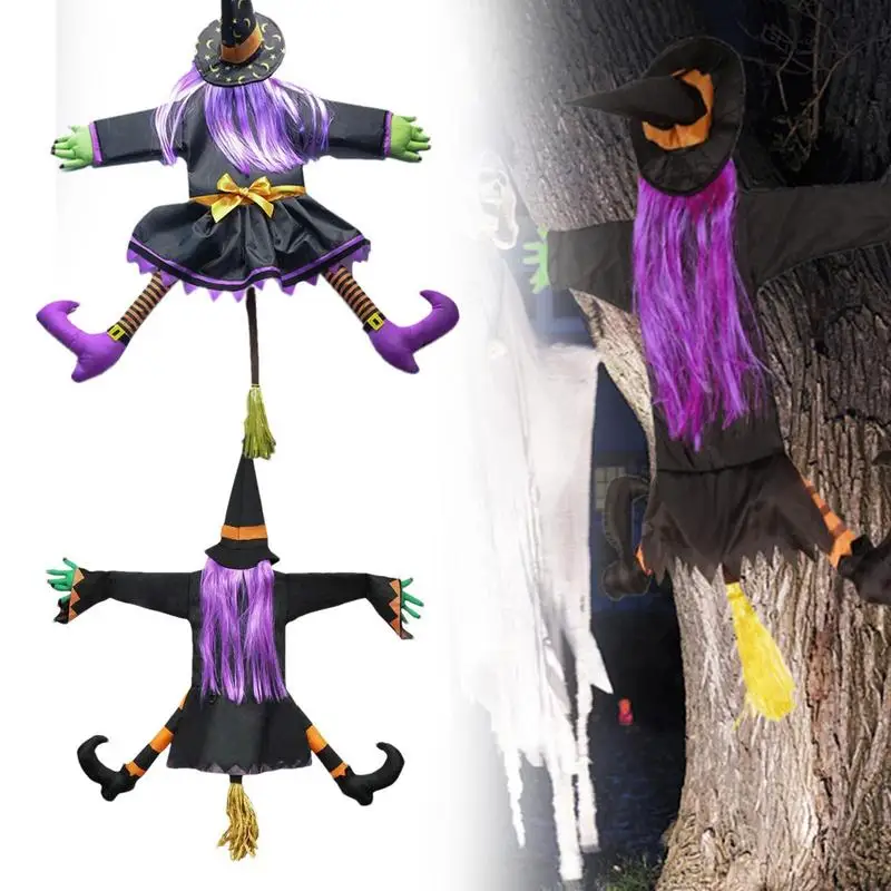 

Украшение для Хэллоуина, страшная ведьма, товары для хэллоуивечерние Летающая ведьма, хит по дереву, товары для Хэллоуина, висячая ведьма с привидениями