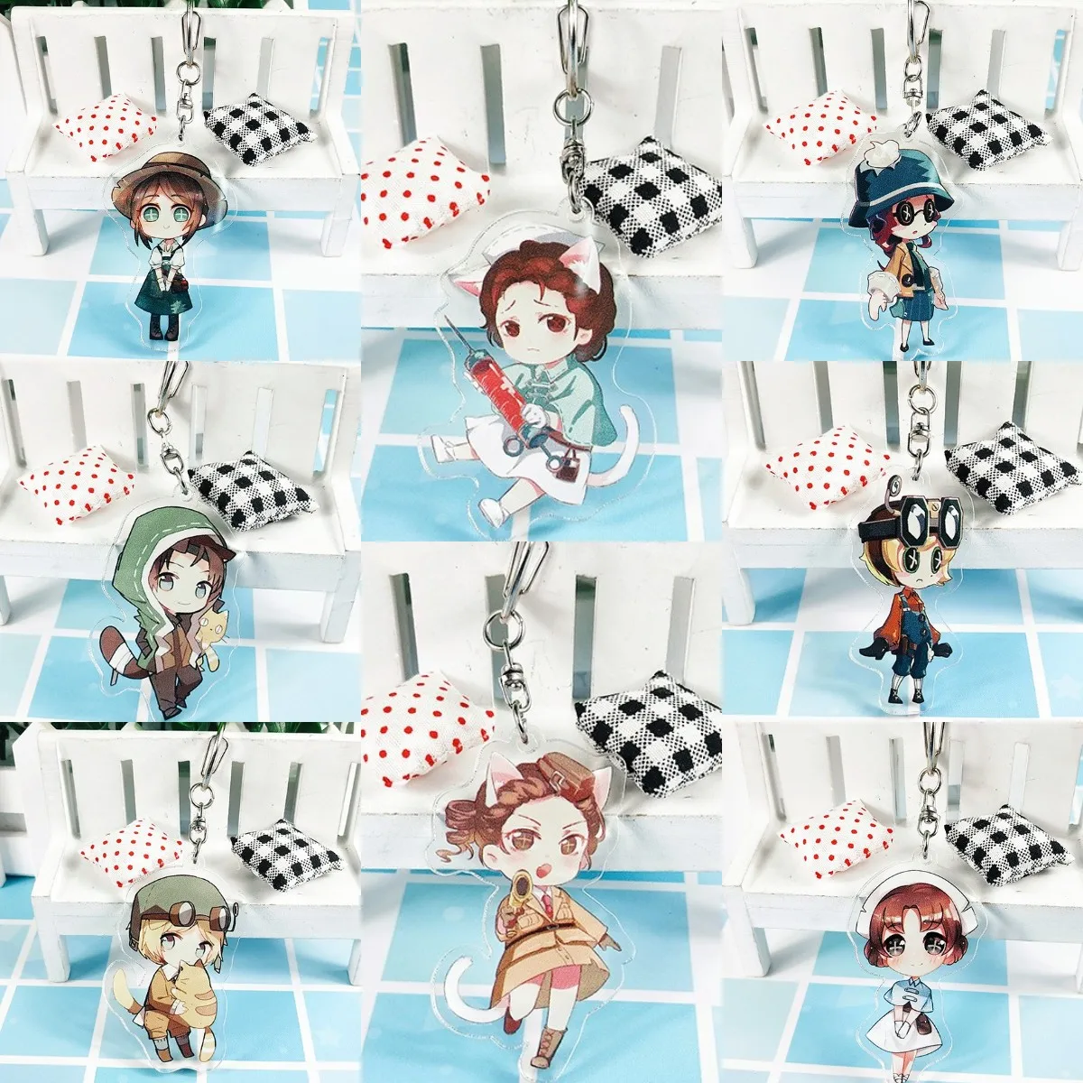 

Hot Game Anime Identity Ⅴ Doctor Cosplay Acrylic Q Version Keychain Figure Martha Behamfil Kawaii Keychain Decor Prop Fans Gift
