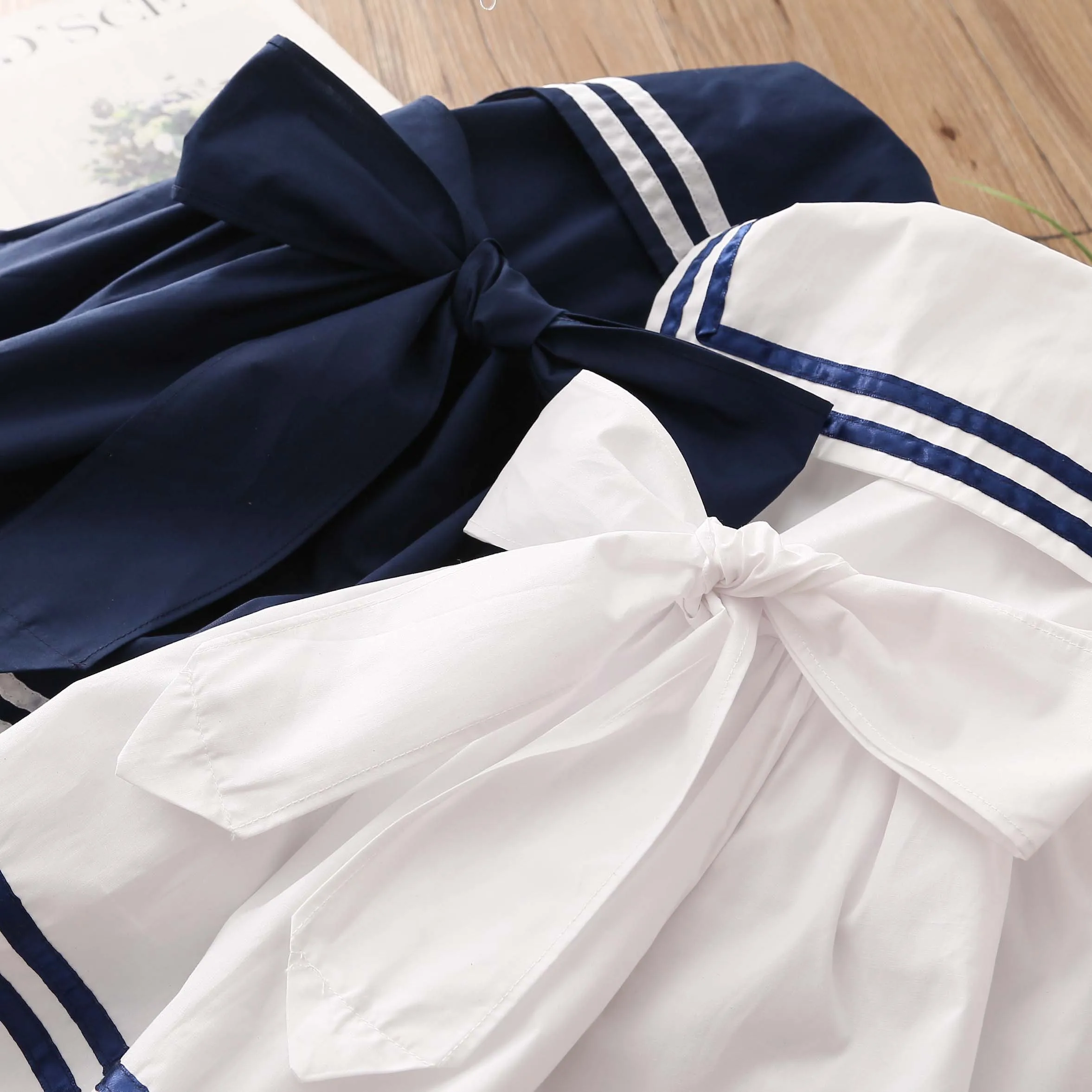 Лето 6 8 10 лет детское милое платье без рукавов с бантом и матросским воротником