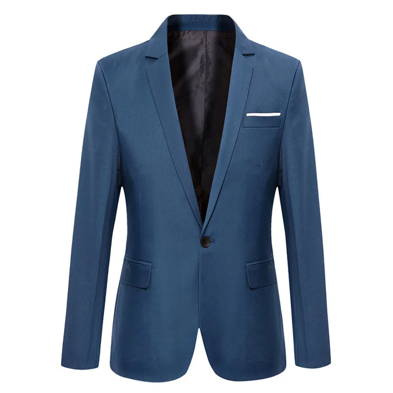 

Blue Men Blazers Work Office 2022 Men Tuxedos For Formal Occasions Pockets Coat Blazers Male Custom Men's Business Slim Blazers