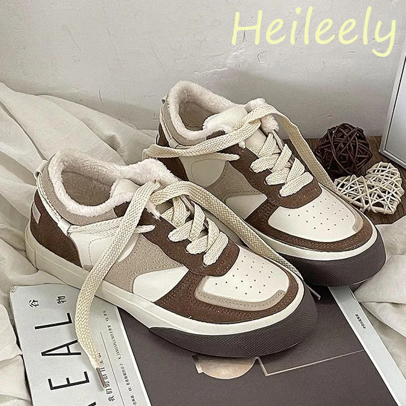 

3cm Rubber Buttom New Fashion Platform Flats Shoes Bandage Casual Women Velvet Sneakers 39 40