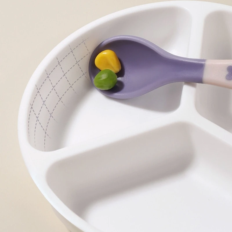 

Babies Feeding Set 5 in 1 Toddler Weaning Squirrel Silicone Suction Plate & Bowl Spoon Fork Dining Set for Babies Gift BX0D