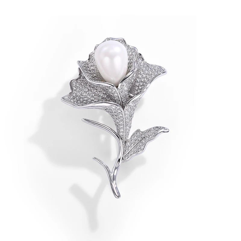 

Pearl Flower Brooch High-End Female Elegant Corsage Pin Accessories