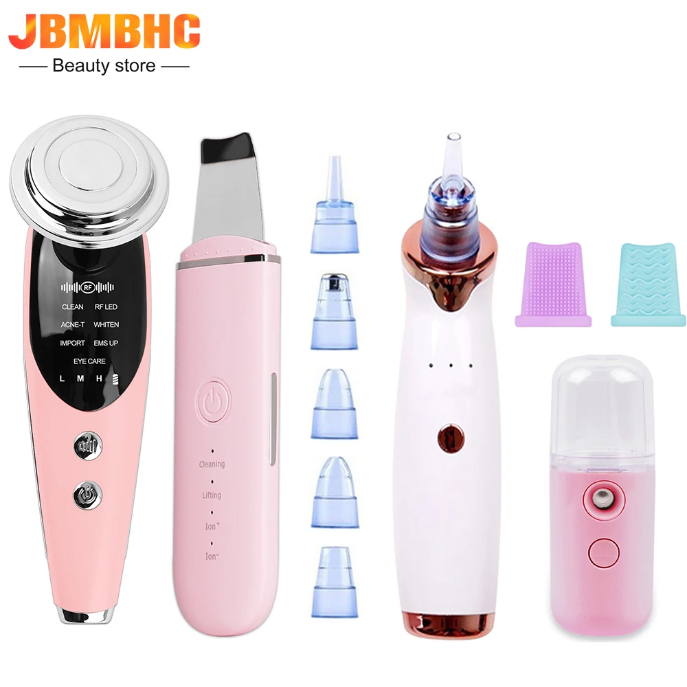 

7 In1 RF&EMS LED Light Therapy Facial Massager Ultrasonic Skin Scrubber Vacuum Blackhead Remover Face Cleaner Liftting Devices