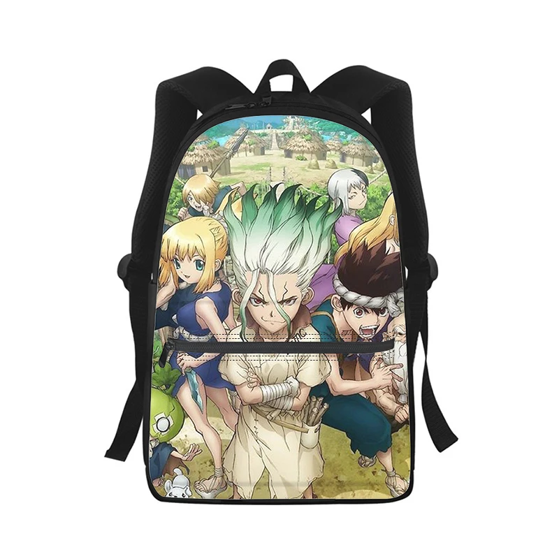 Dr STONE anime Men Women Backpack 3D Print Fashion Student School Bag Laptop Backpack Kids Travel Shoulder Bag
