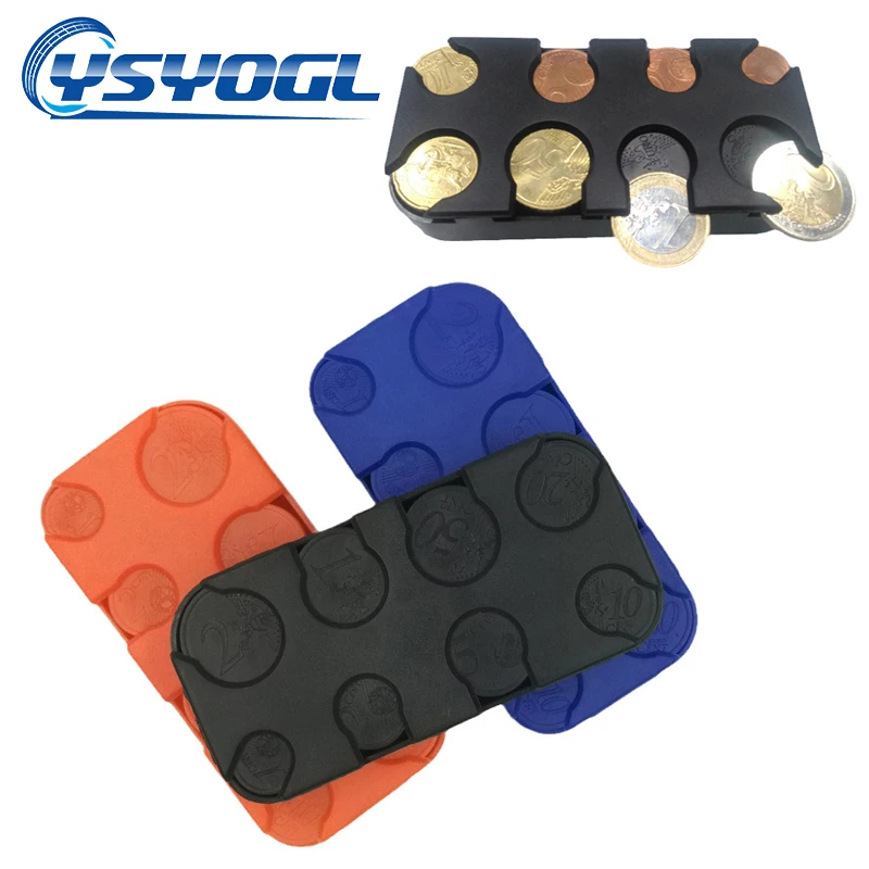

For Euro Coins Loose Change Money Storage Car Coin Holder Storage Box Container Dispenser Organizer Car Interior Supplies