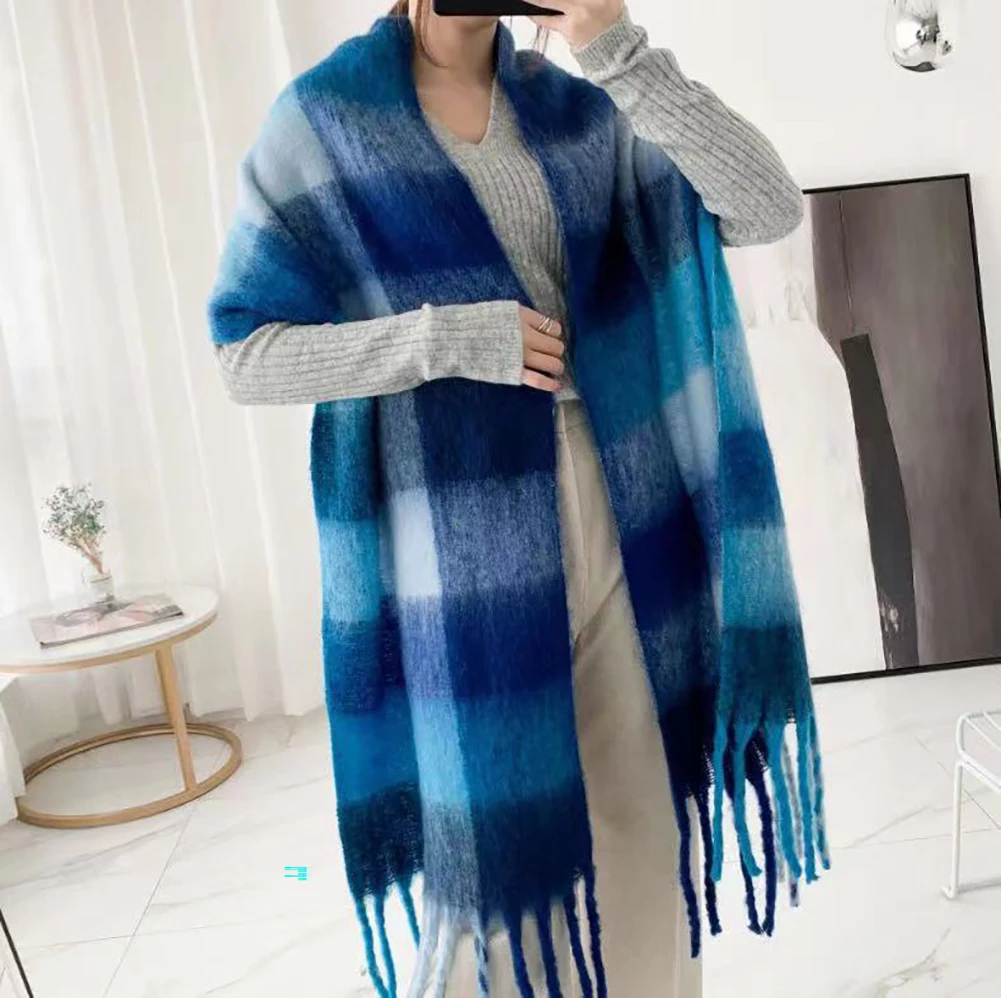 

Spring Fall Large Blanket Women Autumn Winter Scarf Lady Cashmere Feeling Muffler Classic Plaid Shawl Soft Warm Wrap Fashion New