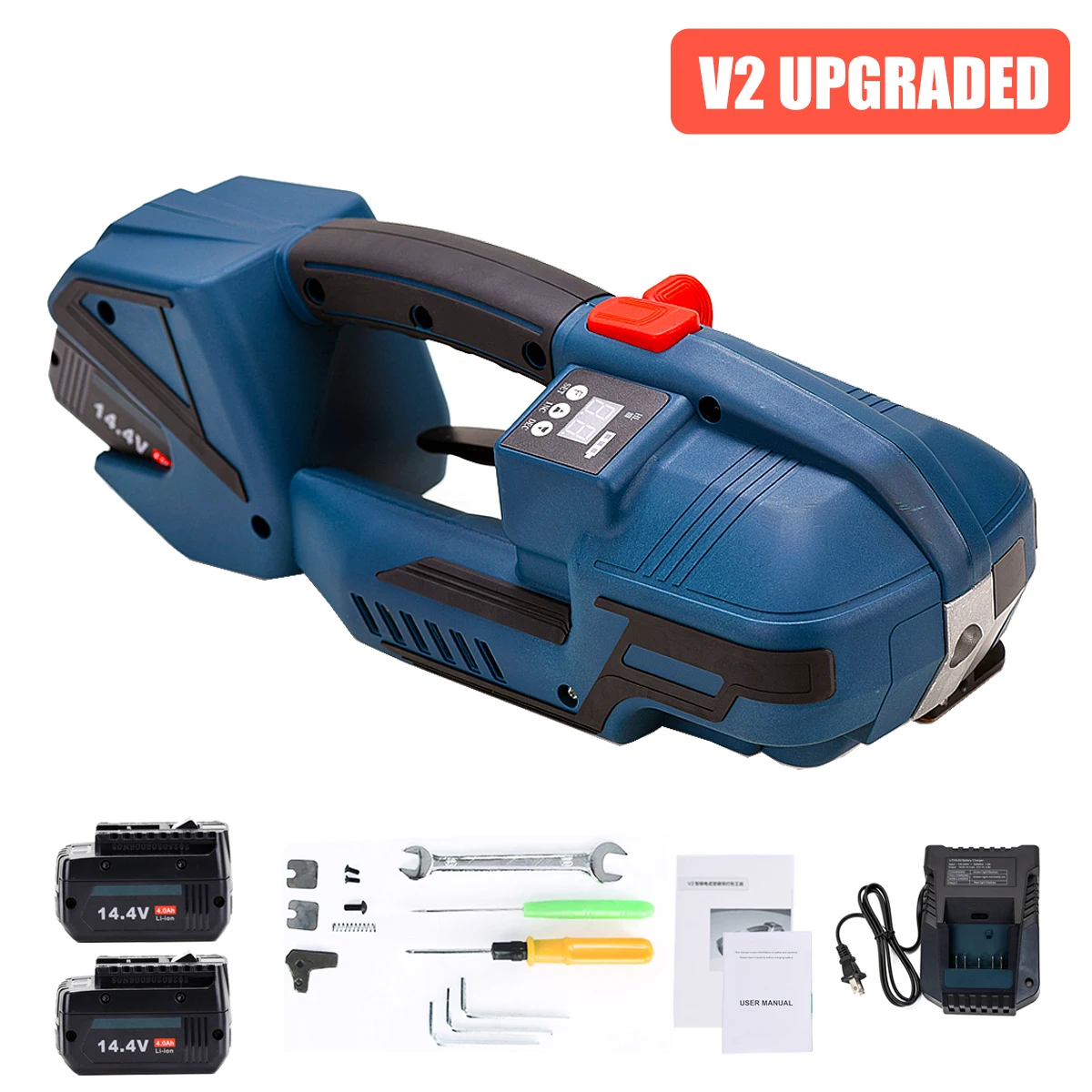 

V2 Electric Strapping Tool Portable Strapping Machine for 13-16mm PP/PET Belt Handheld Electric Wrapping Machine