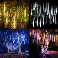 8pcs 20 50cm meteor shower raindrop string lamp tube lamp icicle snowfall party holiday garden decoration fairy tale lamp