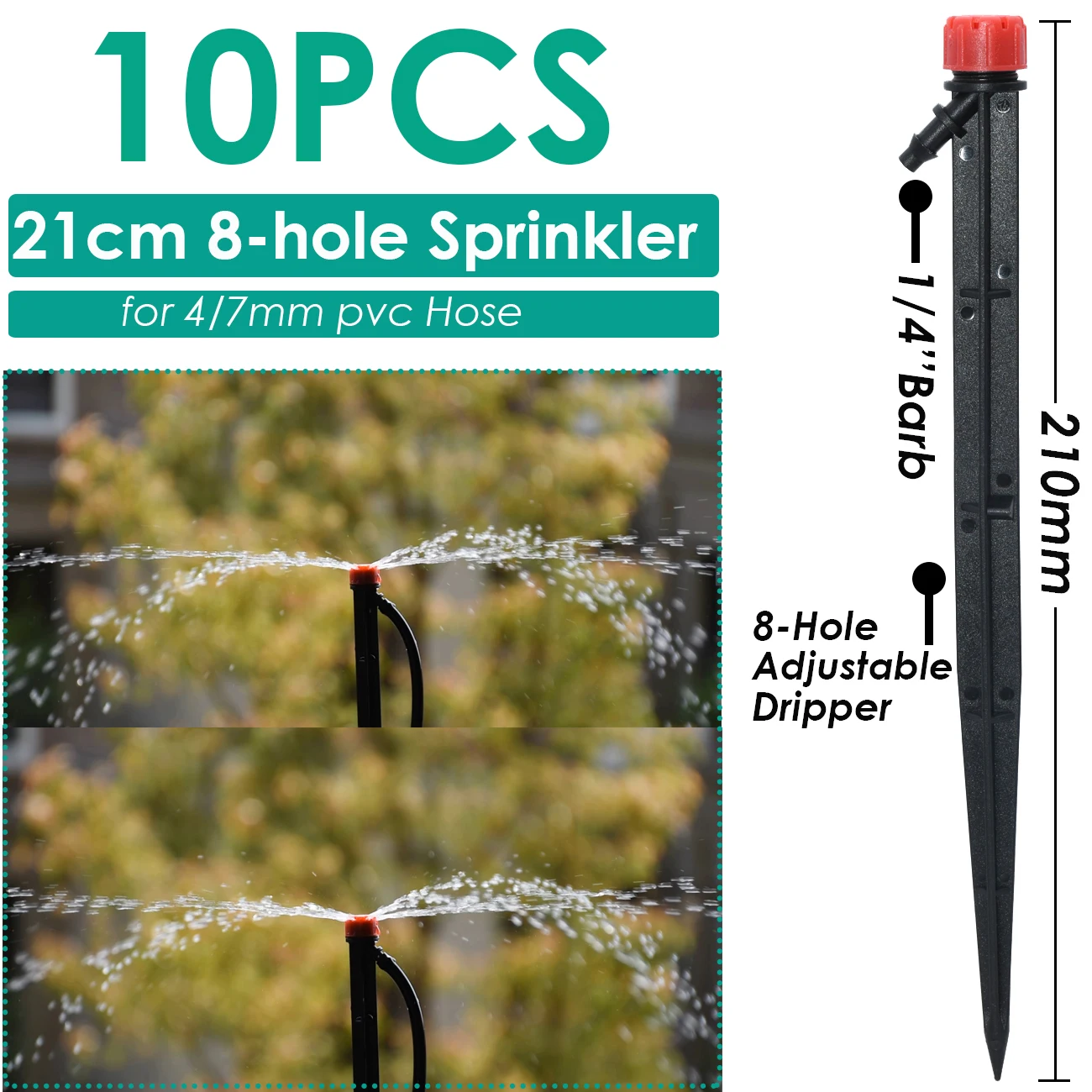 

10 шт 13 см 18 см микро пузырьковый капельный орошение 1/4 ''регулируемые излучатели капельный спринклер система полива Кол 4/7 мм шланг трубки