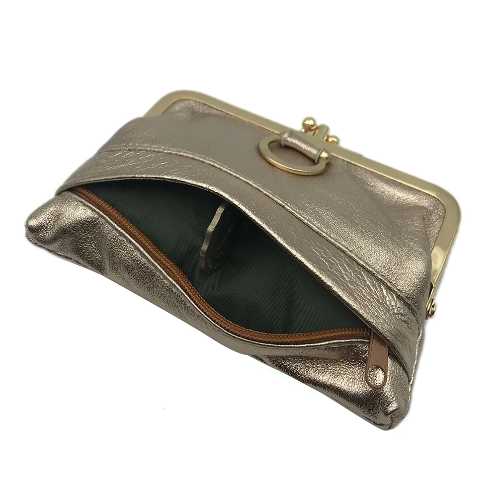 NICOLE & CO Women Genuine Leather Key Wallet Original New Mini Coin Purse Men Metal Hasp Sheepskin Card&ID Holder Bag Money Clip