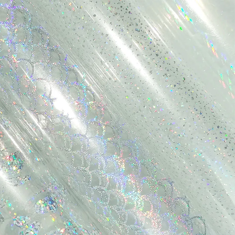 

Transparent Holographic Faux Leather Sheets Laser Printed PVC for Umbrella Bows HandBags Jacket Earring Handmade Keychain Crafts
