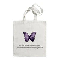 vintage eco tote bag for women canvas bag shopper bag large capacity grocery bag butterfly graphic design tote bag for school