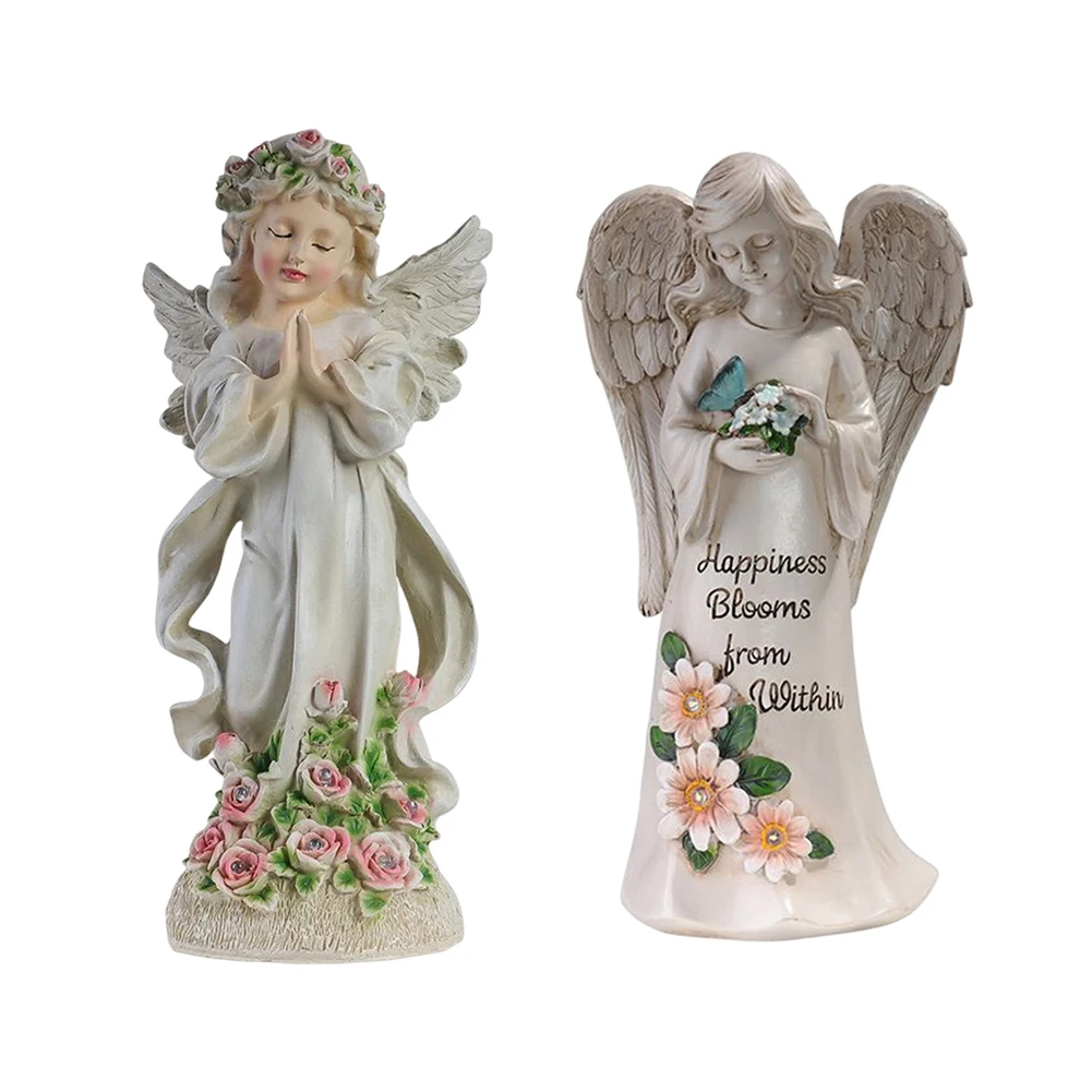 

Solar Garden Statues Exquisite Flower Fairy Resin Craft Ornament Atmosphere Landscape Decorations for Outdoor Patio Lawn Pathway