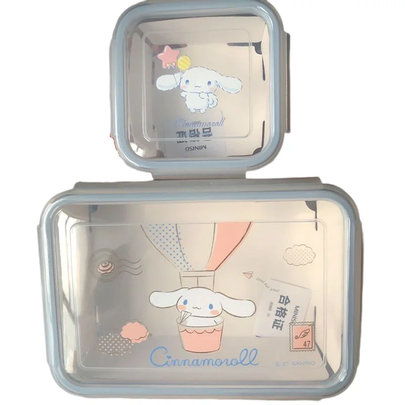 

Sanrio Four-sided Buckle Cinnamoroll Bento Lunch Box Can Be Heated Cute Cartoon Tableware Student Children's Lunch Box Crisper