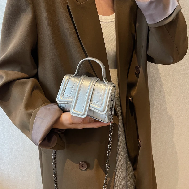 Stone Pattern Mini PU Leather Simple Flap Crossbody Bags for Women 2023 Spring Trends Brand Handbags and Purses Ladies
