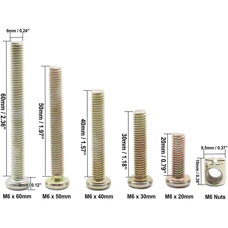Акция! Набор болтов для детской кроватки набор в ассортименте с шестигранным
