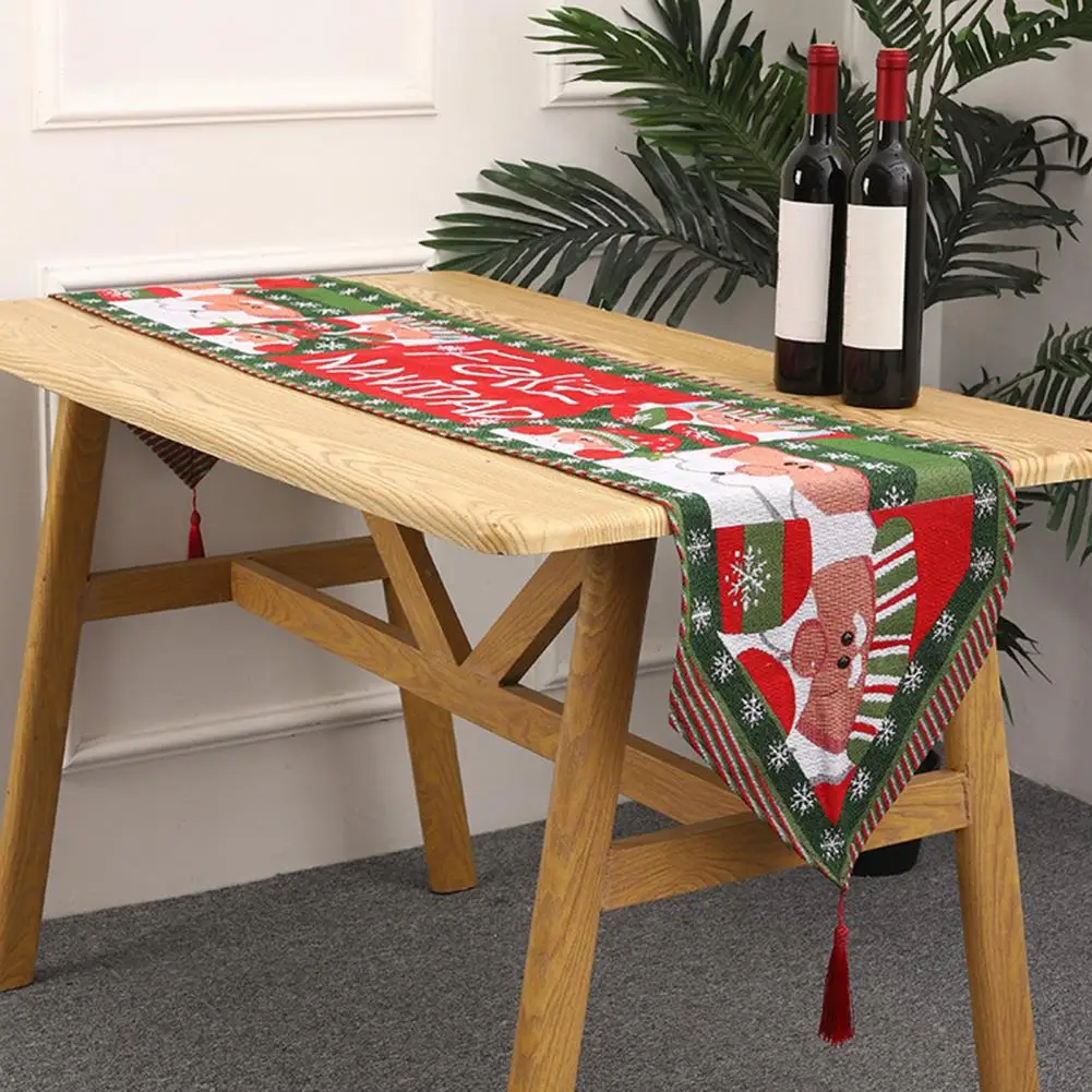 

Pretty with Tassels Comfortable Christmas Holiday Ornament Table Cloth Xmas Table Runner Christmas Table Runner