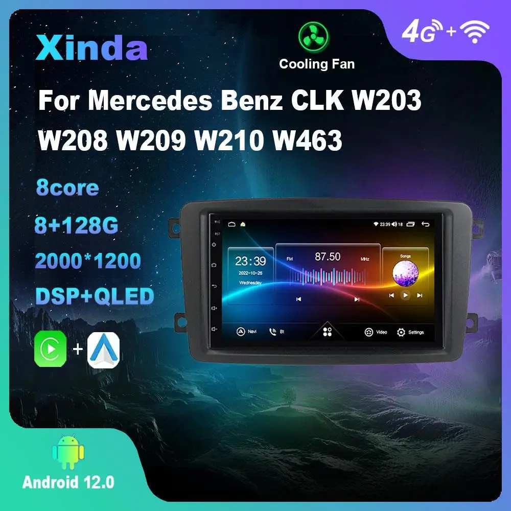 

7 Inch Android 12.0 For Mercedes Benz CLK W203 W208 W209 W210 W463 Multimedia Player Auto Radio GPS Carplay 4G WiFi
