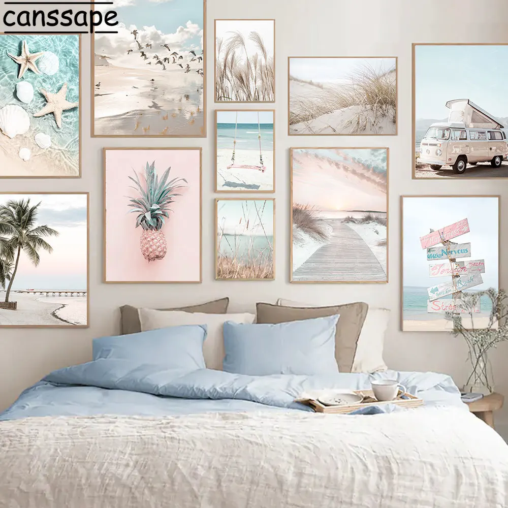 

Seaside Scenery Art Painting Coconut Wall Posters Beach Art Prints Starfish Canvas Pictures Nordic Poster Living Room Decor