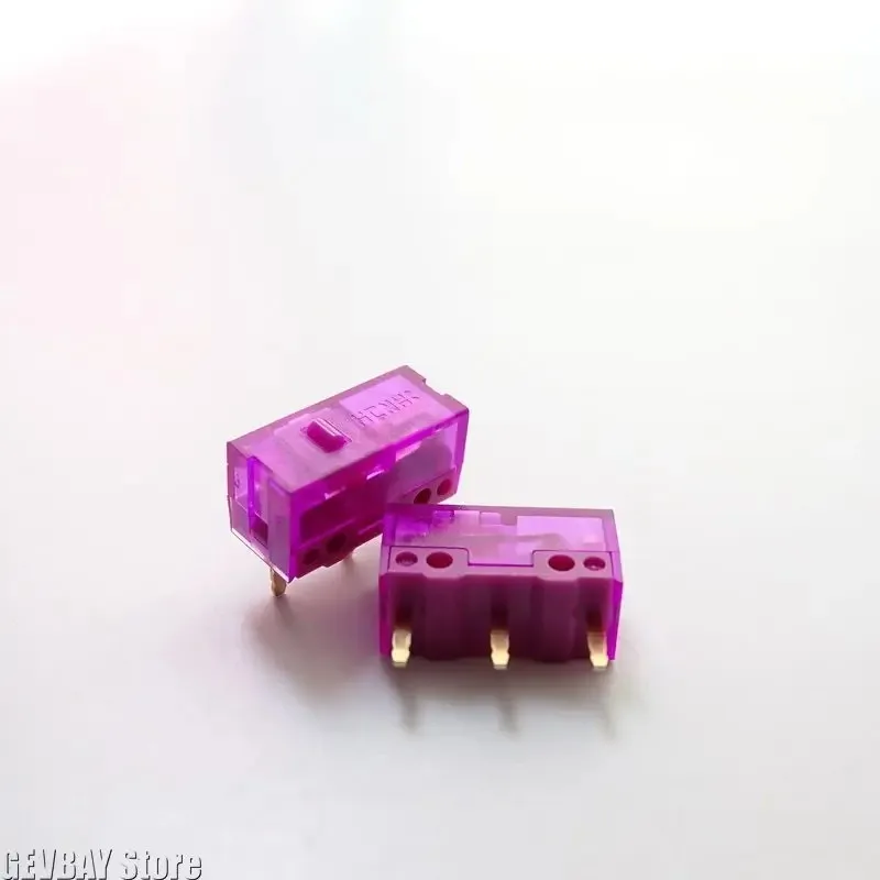 Фото Микропереключатель для мыши Kailong Purple Gold Pink Dot, 150 мА, 100 миллионов нажатий, прозрачный корпус, черная основа. №4