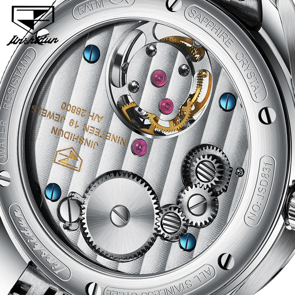 Фото Мужские часы JINSHIDUN Real Tourbillon, автоматические механические часы лимитированной серии для мужчин, роскошные модные мужские часы с эффектом звездного неба №3
