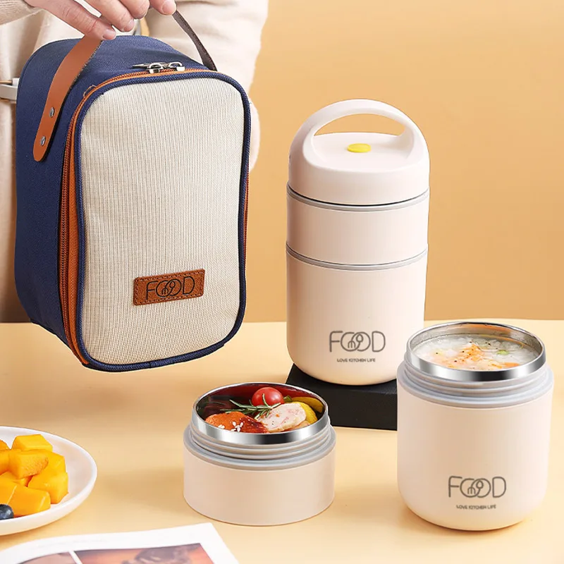 

Stainless Steel Vacuum Thermal Lunch Box Insulated Lunch Bag Food Warmer Container Thermos Soup Cup Bento Box for Kids Student