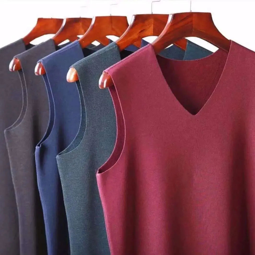 Autumn Winter Men Thermal Vest Soft Elastic Velvet Thick Underwear Slim Warmth Bottoming Tops All-match Sleeveless Cotton Vest