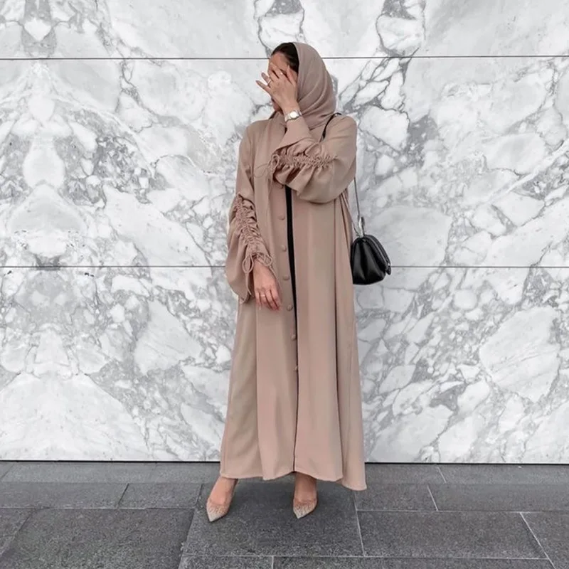 ИД Мубарак открытая абайя кимоно индейка мусульманская мода хиджаб платье однотонные цветные Абайи для женщин Дубай мусульманская одежда ...