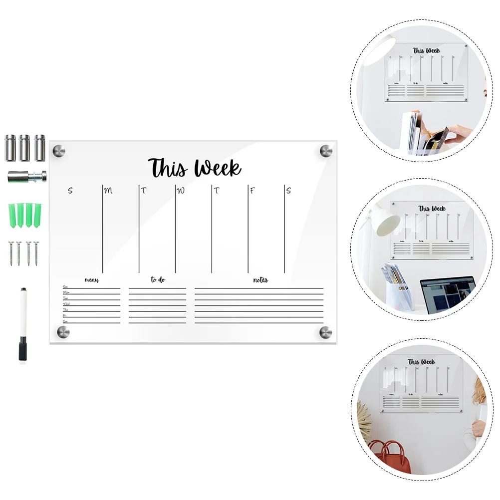 

Weekly Planner Board Erasable Whiteboard Writing Acrylic Message Wall Memo Calendar Month Door Hanging Office Schedule