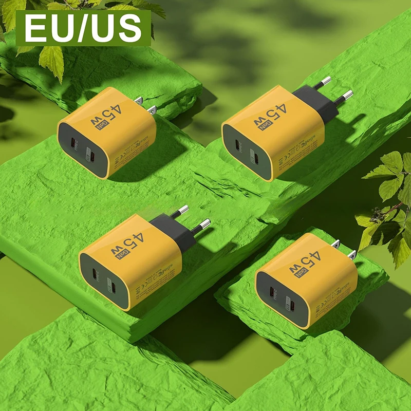 Двойное зарядное устройство для телефона Type-C 45 Вт Iphone Xiaomi Huawei Realme PD универсальный