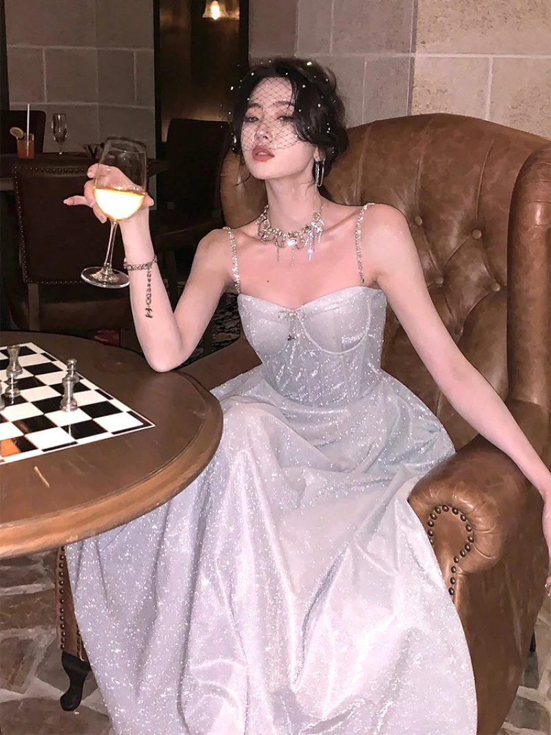 

Элегантное платье-миди на бретельках, женское летнее винтажное Повседневное платье без рукавов, женская одежда в Корейском стиле, модные вечерние строгие платья, 2023