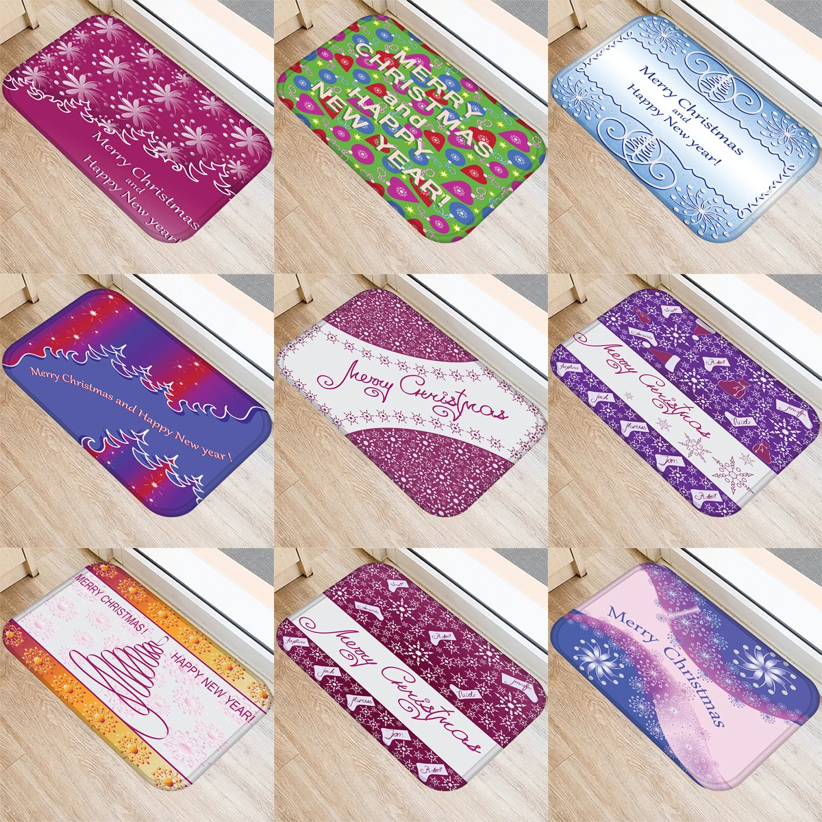 

ZHENHE Pink Romantic Christmas Theme Mat Print Doormat Anti Slip Floor Carpet for Bathroom Kitchen Entrance Rugs Home Decor