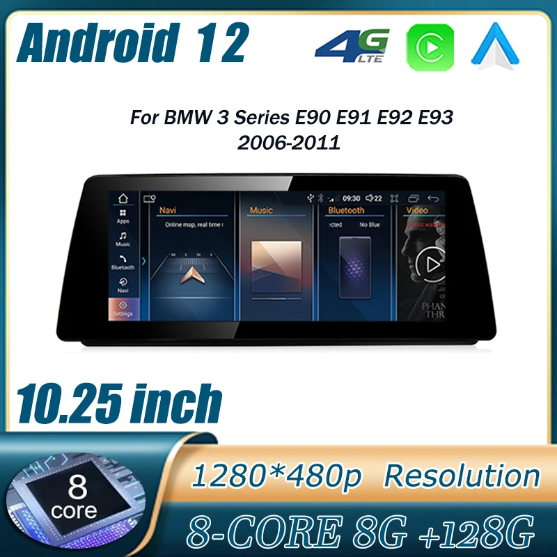 

10.25 Inch Android 12 Car Multimedia Video Player Radio GPS Navigation Wifi 4G DSP For BMW 3 Series E90 E91 E92 E93 2006-2011