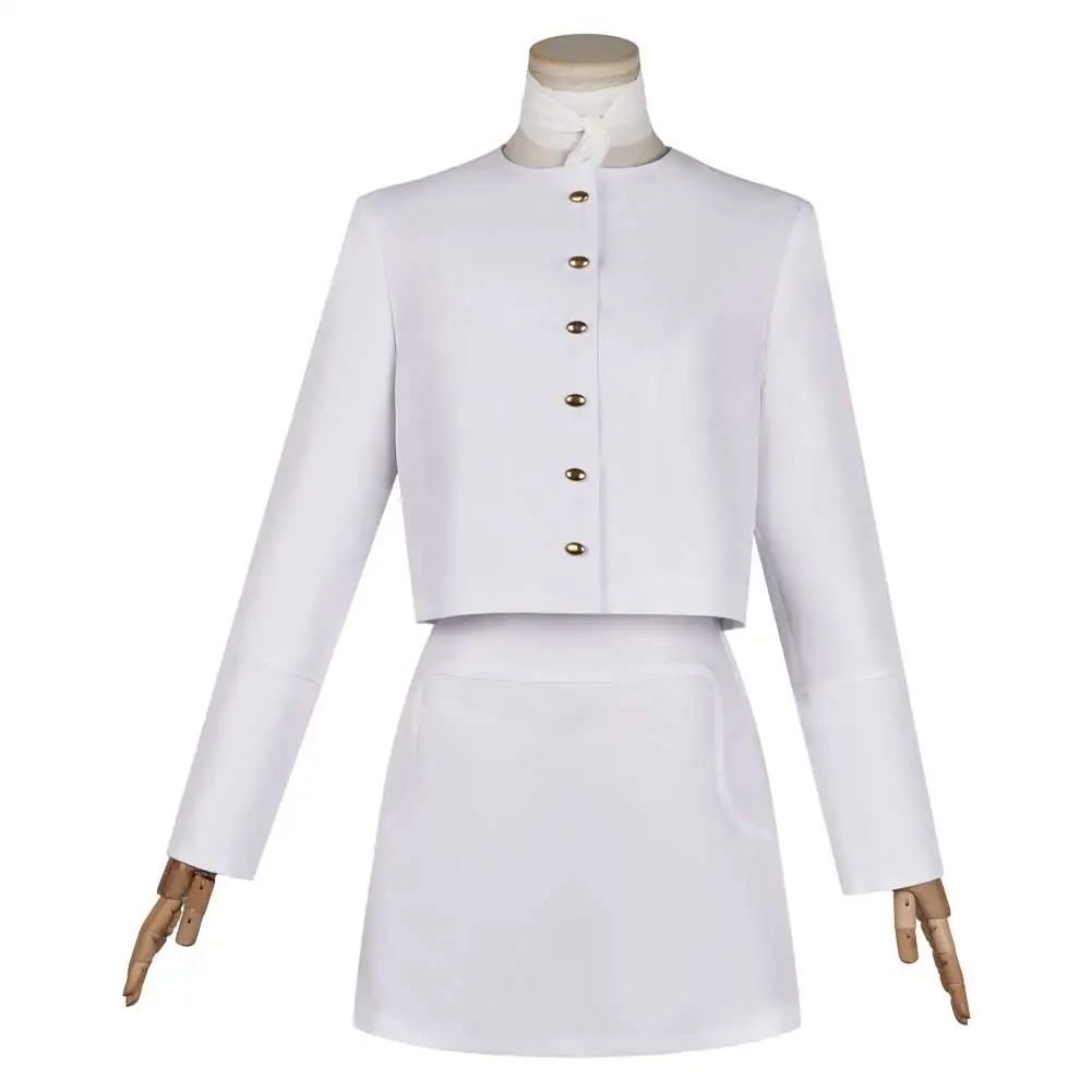 София Косплей Костюм Соколада Униформа злодея Белые костюмы Пальто Юбка Серьги