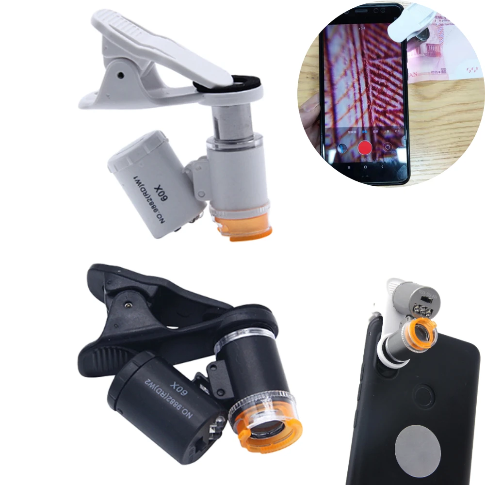 

Универсальный зажим, электронный микроскоп, 60X светодиодная Лупа с УФ-светом, ювелирные изделия с высоким увеличением, портативное увеличит...